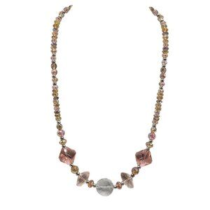 Handcrafted Austin Design Beaded Necklace With Pink Clear Glass Beads